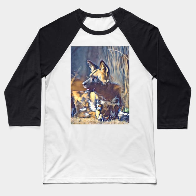 African Painted Dog Baseball T-Shirt by Sharonzoolady